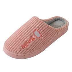 Laquieio Lippers Slipper für Damen, Winter, warm, Memory Foam-Hausschuhe, weich, Rosa, 36 EU von Laquieio