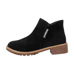 Laquieio Minimalistische Damenstiefel mit seitlichem Reißverschluss, Stiefeletten, Einzelschuhe für Damen, Freizeitschuhe, schwarze Stiefeletten, Schwarz , 37 EU von Laquieio