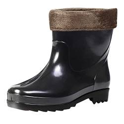 Laquieio Regenstiefel aus Baumwolle für Herren, wasserdichte Gummistiefel für den Garten, Regenschuhe für Herren, Regenschuhe, zarte Stiefeletten, Schwarz , 44 EU von Laquieio