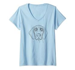 Damen Line Art Redbone Coonhound T-Shirt mit V-Ausschnitt von Laroli Aesthetic Art