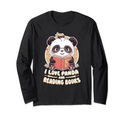 Ich liebe Panda und lese Bücher Süße Panda-Liebhaberin für Damen und Kinder Langarmshirt von Last Day Of School Books Lover Teachers Gifts