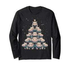 Baby Nilpferd Weihnachtsbaum Xmas Nilpferd für Kinder Frauen Langarmshirt von Last Minute Christmas Hippopotamus Lovers