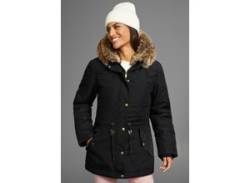 Winterjacke LAURA SCOTT, Damen, Gr. 42, schwarz, Web, Obermaterial: 100% Baumwolle. Futter: 100% Polyester. Wattierung: 100% Polyester, casual, figurumspielend, Langarm Rippstrickbündchen, Jacken, figurbetonte Passform, mit Kapuze, mit abnehmbarem Fellimitat von Laura Scott