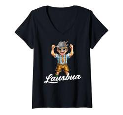 Damen Extrem cooler Lausbua Jungen Trachten Kinder Tracht T-Shirt mit V-Ausschnitt von Lausbua Lederhose Trachtenshirt Jungs Lausebengel