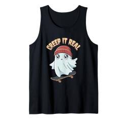 Retro Ghost Skater Creep It Real Skateboard Kinder Halloween Tank Top von Lazy Halloween Costume Boys Girls Men Women Tees