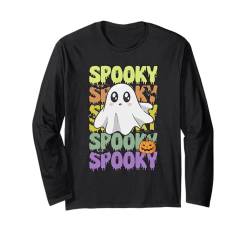 Retro Groovy Ghost SPOOKY VIBES Kinder Halloween Party Langarmshirt von Lazy Halloween Costume Boys Girls Men Women Tees