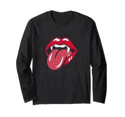 Rote Lippen Zunge heraus Vampirzähne Dracula Zähne Halloween Langarmshirt von Lazy Halloween Costume Boys Girls Men Women Tees