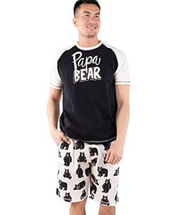 Lazy One Herren Schlafshorts Set, Passendes Nachtwäsche Hemd und Kurze Set für Herren, Baumwolle Pyjama Shorts und T-Shirt, Papa Bear Herren Short Set, Medium von Lazy One