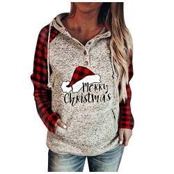 Lazzboy Sweatshirt Damen Pullover Weihnachten Gedruckt Langarm Hooded Kapuzenpullover Herbst Winter Schneemann Drucken Hoodie Teenager Mädchen Streifen Lange Tops (Weiß,2XL) von Lazzboy Store