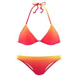 Lazzboy Bikini Set Farbverlauf Frauen Brasilianischen Badebekleidung Halfter Badeanzug Strand Damen Triangel Push Up Bandeau Neckholder Bustier(Rot,XL) von Lazzboy