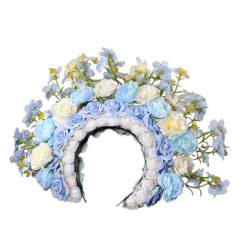 Ldabrye Ethnisches Braut-Stirnband, Haarkranz, Blumen, Hochzeit, Blumen-Stirnband, doppelseitiges Haarband, Haarschmuck von Ldabrye