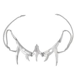 Ldabrye Punk Unregelmäßige Maske Gothic Mechanische Alien Flüssigkeit Gesicht Zubehör Metall Ohrringe Für Frauen Männer Halloween Party Schmuck von Ldabrye