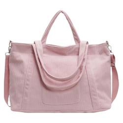 Ldabrye Tragetasche für Damen, Handtaschen, Schultertaschen, Tragetaschen für Damen, große Kapazität, Umhängetasche, Cord, Umhängetasche, Kuriertasche, lässige Einkaufstasche für Arbeit, Uni, rose von Ldabrye