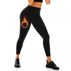 Leafigure Thermo Leggings Damen High Waist, Blickdicht Schwarze Fleece Leggings für Sport Gym Yoga S-M von Leafigure