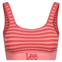 Lee Damen Womens Seamless Crop Bra in Pink Stripes Trainings-BH, Strawberry Ice Stripe, von Lee