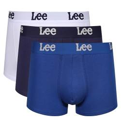 Lee Herren Men's Boxer Shorts in Navy/White/Blue | Soft Touch Organic Cotton Trunks Boxershorts, von Lee