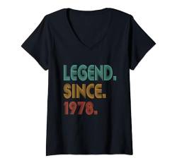 Damen Legende seit 1978 46. Geburtstag, 46 Jahre alt, altmodisch, lustig T-Shirt mit V-Ausschnitt von Legend Since Birthday Funny Tee