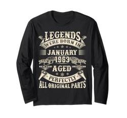 Geschenke zum 62. Geburtstag für Männer Januar 1963 62 Jahre alt Geburtstag Langarmshirt von Legendary Birthday January Outfit Vintage For Men