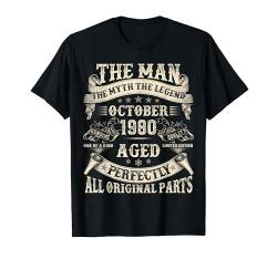 Geschenke zum 44. Geburtstag für Männer 44 Jahre alt Geburtstag Oktober 1980 T-Shirt von Legendary Man October Birthday Tee Vintage Gifts