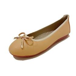 Legou Damen Freizeitschuhe Weiche Sohle Casual Flats Bowknot Damenschuhe, Aprikosen-Mikrofaserhaut, 38.5 EU von Legou