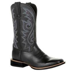 Legou Western-Cowboystiefel, groß, bestickt, Retro-Stil, für Damen und Herren, Größe L, Schwarz , 42 1/3 EU von Legou