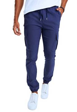 Leif Nelson Cargohose Herren Jeans Chino Cargo Hose Stretch Jeanshosen Jogger Chinohose Männer Freizeithose Jungen Slim Fit BS-5001 Dunkel Blau Medium von Leif Nelson