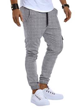 Leif Nelson Herren Jogger Chinos Cargo Stretch Jogging Männer Basic Jogg Cargohose Streifen Jogginghose Jungen Freizeithose Jeans-Hosen Sweatpants Streifen Chinohosen LN8291 Grau X-Large von Leif Nelson