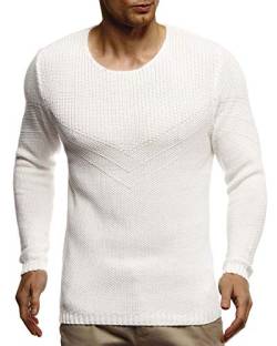 Leif Nelson Herren Pullover Warmer Strickpullover mit Rundhals-Ausschnitt für Männer Pulli für Winter LN7225 L Ecru von Leif Nelson