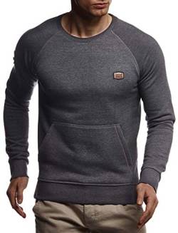 Leif Nelson Herren Rundhals Ausschnitt Langarmshirt Slim Fit Baumwolle-Anteil Basic Männer Longsleeve Pulli weißes Sweatshirt Jungen Pullover Crew Neck T-Shirt Langarm LN8279 Anthrazit Small von Leif Nelson