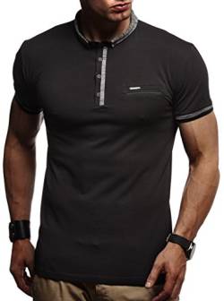 Leif Nelson Sommer Poloshirt kurzarm Herren T-Shirt Kragen (Schwarz, Größe L) - Coole Männer Poloshirts lang Baumwolle - Polo Shirt for Men Tshirt von Leif Nelson