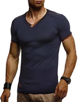 Leif Nelson Sommer T-Shirt Herren V-Ausschnitt (Blau, Größe XL) - Coole Tshirts V-Neck Baumwolle - Casual Basic Shirts Männer kurzarm - mens t shirt von Leif Nelson