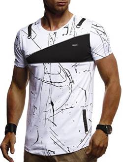 Leif Nelson T-Shirt Herren Sommer Rundhals-Ausschnitt (Weiß, Größe L), Regular Fit Herren-T-Shirt Baumwolle, Casual Basic Männer T-Shirt kurzarm von Leif Nelson