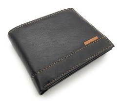 Lemasi Leder-Geldbörse mit RFID-Schutz, 125x95x25 mm, schwarz (Schwarz Cognac) von Lemasi