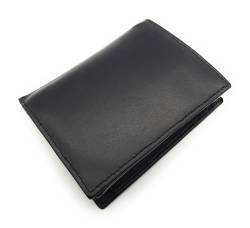 Lemasi echt Leder Geldbörse Portemonnaie Geldbeutel aus Nappaleder 9 Kartenfächer, Innenriegel, Reißverschlussfach (Schwarz) von Lemasi