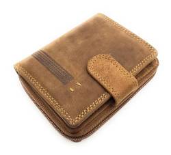Lemasi kleine echt Leder Geldbörse Portemonnaie Geldbeutel mit RFID Schutz, Reißverschlussmünzfach, Robustes Hunterleder von Lemasi