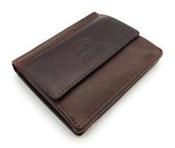 Lemasi kleine echt Leder Geldbörse Portemonnaie mit RFID Schutz, gewachstes Rindleder, tolle Haptik, ideal für den Urlaub (Dunkelbraun) von Lemasi