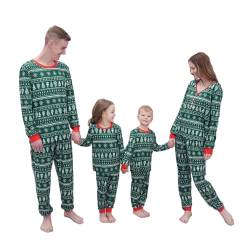 Lenugeo Weihnachts Matching Pyjamas 2er Set, Familie Couple Partner Paare Weihnachten Schlafanzug, Christmas Homewear Rentier Weihnachtspyjama Weihnachtsoutfit | Für Damen, Grün (A) von Lenugeo