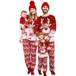 Lenugeo Weihnachts Matching Pyjamas 2er Set, Familie Couple Partner Paare Weihnachten Schlafanzug, Christmas Homewear Rentier Weihnachtspyjama Weihnachtsoutfit | Für Herren, Rot (B) von Lenugeo