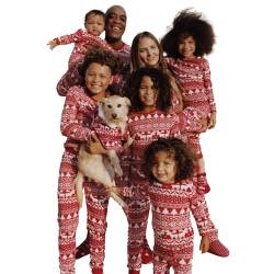 Lenugeo Weihnachts Matching Pyjamas 2er Set, Familie Couple Partner Paare Weihnachten Schlafanzug, Christmas Homewear Rentier Weihnachtspyjama Weihnachtsoutfit | Für Herren, Rot und Weiß (E) von Lenugeo