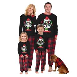 Lenugeo Weihnachtspyjama Familie Set Weihnachten Family Matching Pyjamas Outfit Weihnachts Nachtwäsche Tops + Hose Schlafanzug Weihnachtsanzug Für Damen Herren Pärchen,A-Rot kariert 02,Weiblich,L von Lenugeo