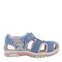 Leomil Disney FROZEN Sandalen Kinder von 2 bis 8 Jahre, Kinderschuhe Mädchen mit Die Eiskönigin Elsa Motiv, Sommer Schuhe mit Klettverschluss, ideal für Schönes Wetter, Blau, 26 EU von Leomil