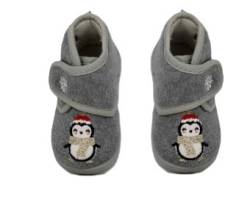 Leomil Kinder Hausschuhe Plüsch Unisex Pinguin/Teddybär grau Slippers Pantoffeln kinder warm schuhe weihnachts geschenk (Hellgrau, EU Schuhgrößensystem, Kleinkind, Herren, Numerisch, M, 22) von Leomil