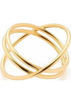 Leonardo Ciao Trinity Damen Fingerring aus Edelstahl IP Gold, mit 3 sich überkreuzenden Schienen, Ringgröße 19, Schmuck Geschenk für Frauen 023321 von Leonardo Jewels