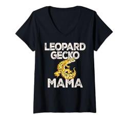 Damen Leopard Gecko Mama Lizard & Reptiles Common leopard gecko T-Shirt mit V-Ausschnitt von Leopard Gecko Lover Clothing Co.