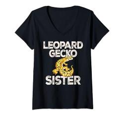 Damen Leopard Gecko sister lizard & Reptiles Common leopard gecko T-Shirt mit V-Ausschnitt von Leopard Gecko Lover Clothing Co.