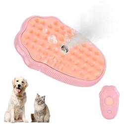 Katzenbürste mit Dampf, Katzen Bürste mit Spray, Katze Dampfbürste USB Wiederaufladbar, Hundebürste mit Dampf, Dampfbürste Pflegebürste für Katze und Hund zur Haarentfernung (Rosa) von Lergas