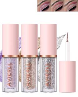 3 Pcs Liquid Glitzer Eyeliner Set, Metallic Shimmer Flüssig Lidschatten Stift, Wasserfest Langanhaltend Eyeshadow Make-up, Gold Silber Lila Eye Brightener Pen für Augen, Gesicht und Körper - 04+05+06 von Lestpola