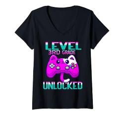 Damen 3. Klasse Level freigeschaltetes Videospiel Back To School Boys T-Shirt mit V-Ausschnitt von Level Unlocked Video Game Back To School Outfit