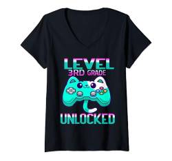 Damen 3. Klasse Level freigeschaltetes Videospiel Back To School Boys T-Shirt mit V-Ausschnitt von Level Unlocked Video Game Back To School Outfit