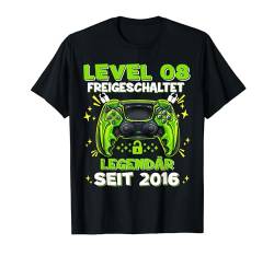 Level 8 Jahre Geburtstagsshirt junge Gamer 2016 Geburtstag T-Shirt von Level Up Birthday Awesome Gamer Level Unlocked